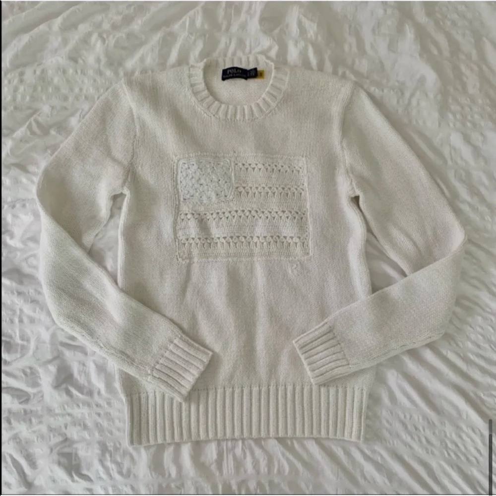 New Ralph Lauren American Flag White Sweater - Picture 12 of 13